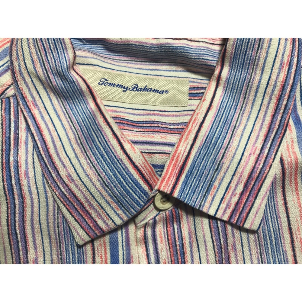 Tommy Bahama ISLAND ZONE Shirt Mens Large Silk Blend Striped - Picture 14 of 16